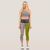 Leggings Capri Tiger Cheetah Motif Imprimer Spot Noir Brown Olive (Recto)