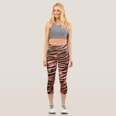 Leggings Capri Tiger Grilles Fourrure animale Rose métallique Or (Recto)