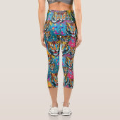 Leggings Capri Tiger Head Rainbow colors paint stains (Verso)