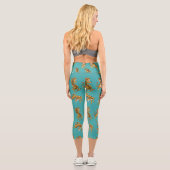 Leggings Capri Tiger sur Motif Turquoise (Verso)