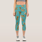 Leggings Capri Tiger sur Motif Turquoise (Recto)