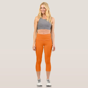 Leggings Capri Tigre de couleur solide orange