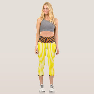 LEGGINGS CAPRI "TIGRESSE CITRON" - PANTALON CAPRI HAUT DE GAMBE