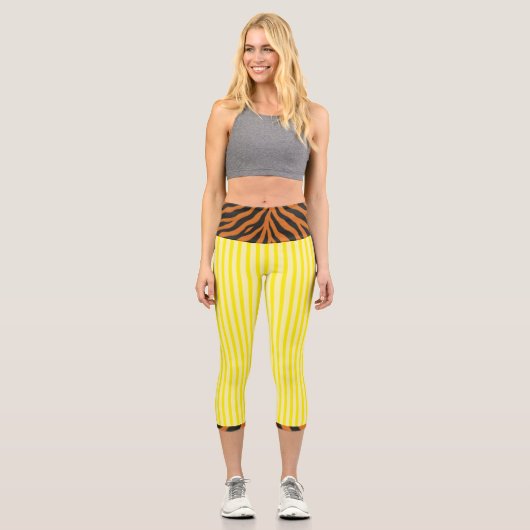 LEGGINGS CAPRI "TIGRESSE CITRON" - TAILLE HAUTE (Recto)