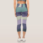 Leggings Capri Tirures ondulées turquoise et violette (Verso)