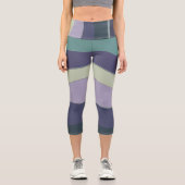 Leggings Capri Tirures ondulées turquoise et violette (Recto)