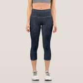 Leggings Capri Tissage de denim foncé – Texture de tissu minimal  (Recto)