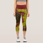 Leggings Capri Tisser Mandala jaune et orange (Recto)
