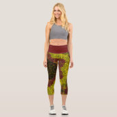 Leggings Capri Tisser Mandala jaune et orange (Recto)