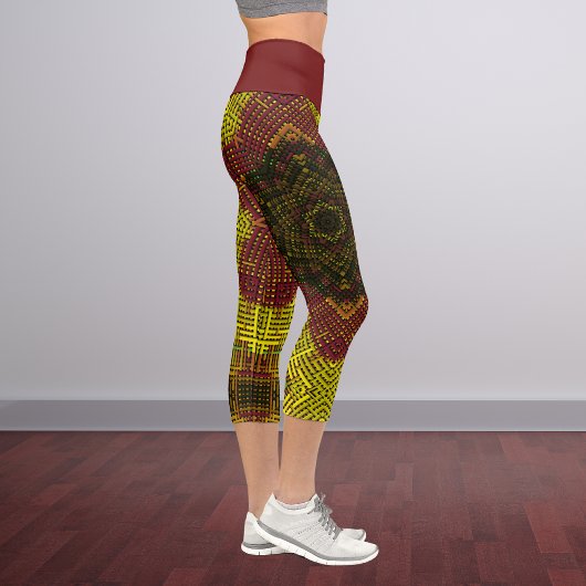 Leggings Capri Tisser Mandala jaune et orange