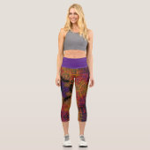 Leggings Capri Tisser Mandala jaune orange et violet (Recto)