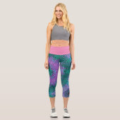 Leggings Capri Tisser Mandala rose et bleu (Recto)