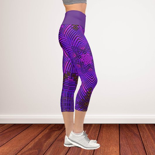 Leggings Capri Tisser Mandala rose et violet