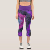 Leggings Capri Tisser Mandala rose violet et bleu (Recto)