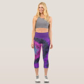 Leggings Capri Tisser Mandala rose violet et bleu (Recto)