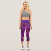 Leggings Capri Tisser Mandala rose violet et bleu (Recto)