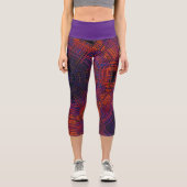 Leggings Capri Tisser Mandala rouge orange et violet (Recto)