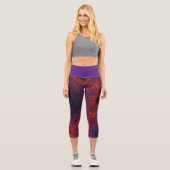 Leggings Capri Tisser Mandala rouge orange et violet (Recto)