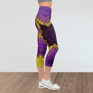 Leggings Capri Tisser Mandala violet et jaune