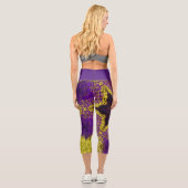 Leggings Capri Tisser Mandala violet et jaune (Verso)