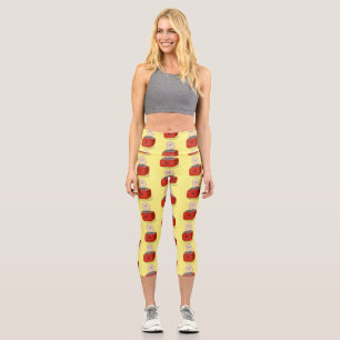 Leggings Capri Toast de Cute kawaii et dessin animé de grille-pai
