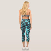 Leggings Capri tons bleu vert mystique et noir (Verso)