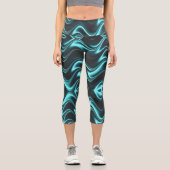 Leggings Capri tons bleu vert mystique et noir (Recto)