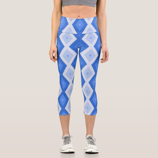 Leggings Capri Tons de motif de diamant bleu (Recto)