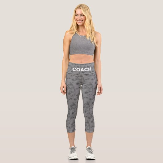 Leggings Capri Tons gris Abstrait moderne Motif avec texte (Recto)