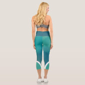 Leggings Capri Tons turquoise avec blanc nom rayé moderne (Verso)