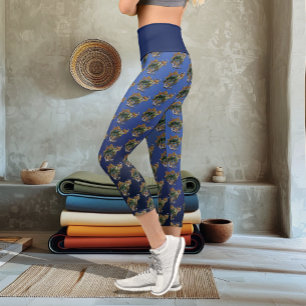 Leggings Capri Tortue de mer bleu vert