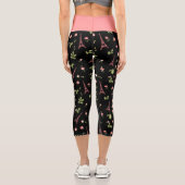 Leggings Capri Tour Eiffel Floral rose et noir (Verso)