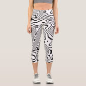 Leggings Capri Tourbillon blanc noir Conception abstraite (Recto)