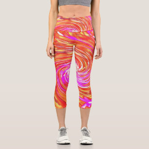 Leggings Capri Tourbillon Floral Magenta Rétro et Couleurs d'Auto