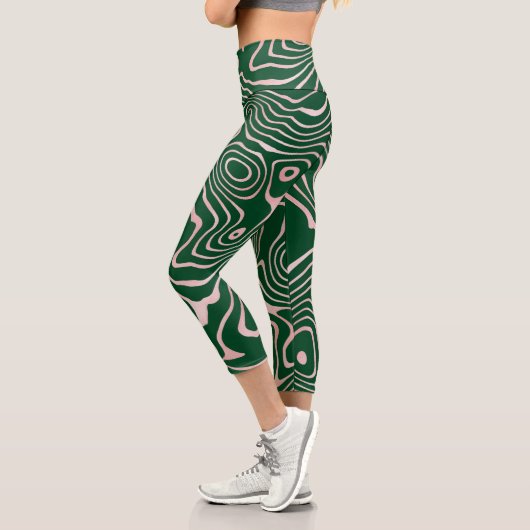 Leggings Capri Tourbillon rose Gold liquide Abstrait Design vert (Gauche)