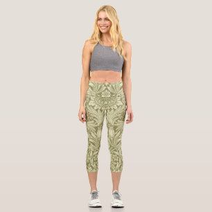 Leggings Capri Tournesol vert fleur de William Morris