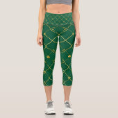 Leggings Capri Trèfles Dorés, Ciel d'Émeraude (Recto)