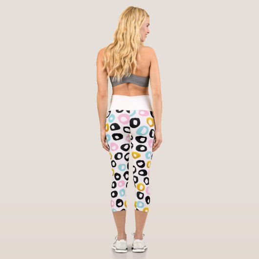 Leggings Capri Trendy Abstract Dots Pattern (Verso)