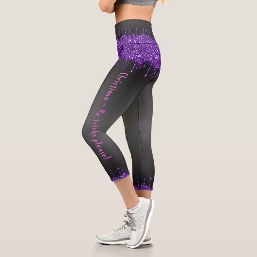 Leggings Capri Trendy lilas glam goutte à goutte Halloween thème (Gauche)