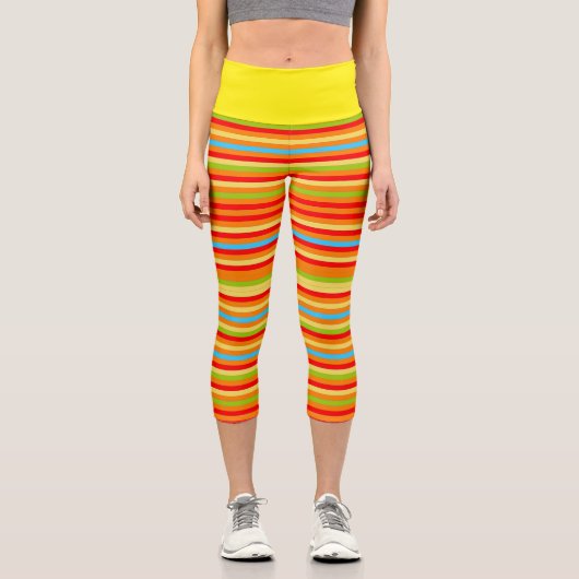 Leggings Capri Trendy Stylish Rainbow Stripes (Recto)