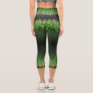 Leggings Capri Trendy vert noir glam goutte à goutte thème Hallow