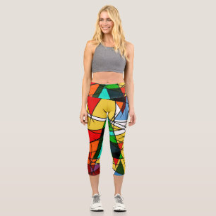 Leggings Capri Triangle Coloré Géométrique Moderne