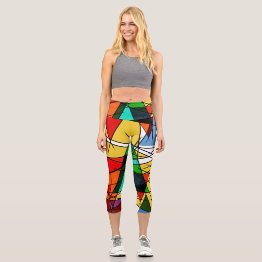 Leggings Capri Triangle Coloré Géométrique Moderne (Recto)