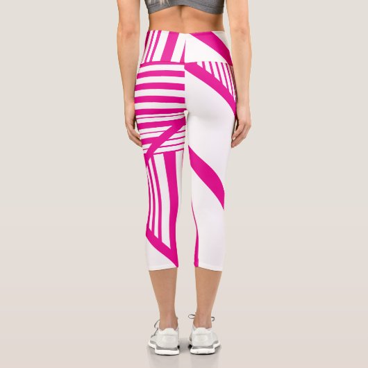 Leggings Capri Triangle en Magenta et Blanc (Verso)