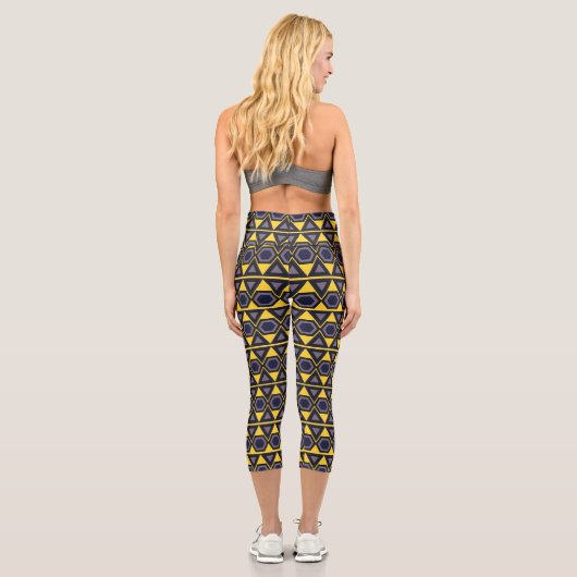 Leggings Capri Triangles bleu jaune (Verso)