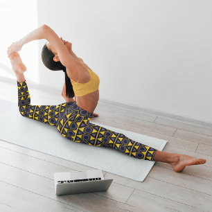Leggings Capri Triangles bleu jaune