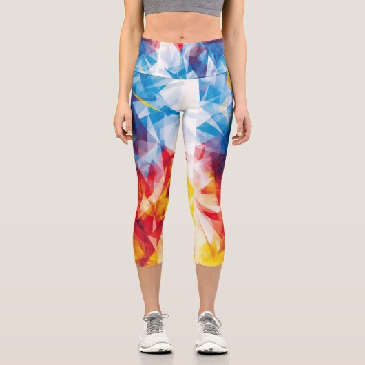 Leggings Capri Triangles dans les couleurs primaires vives (Recto)