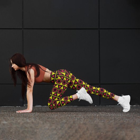 Leggings Capri Triangles jaune rouge