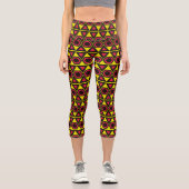 Leggings Capri Triangles Jaunes Jambes Capri Rouge (Recto)