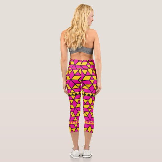 Leggings Capri Triangles rose jaune (Verso)